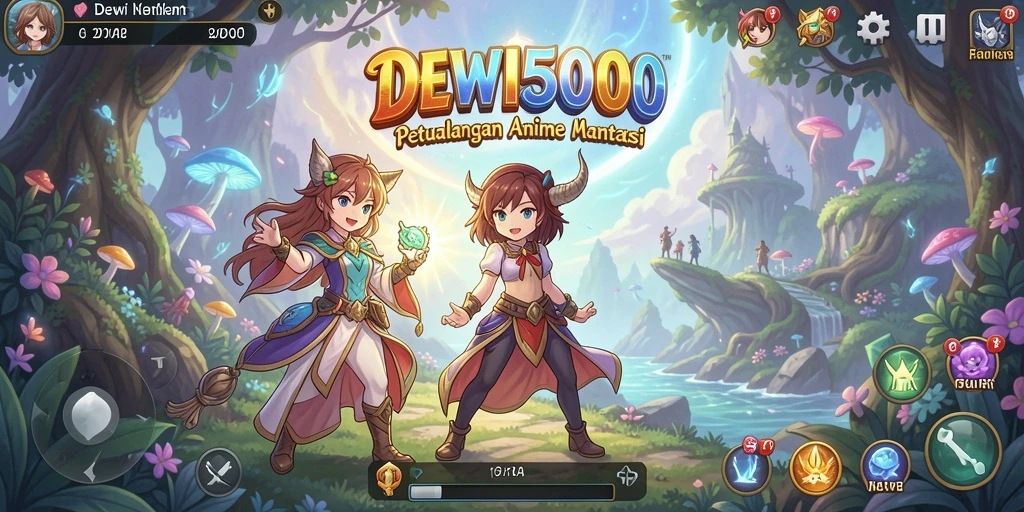 Tampilan gameplay DEWI5000 yang memukau dan dinamis di dunia Anime.