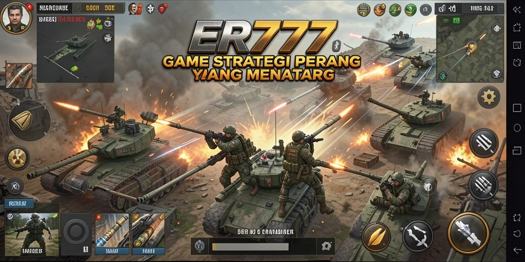 Screenshot utama ER777 menampilkan pertempuran strategis yang intens.