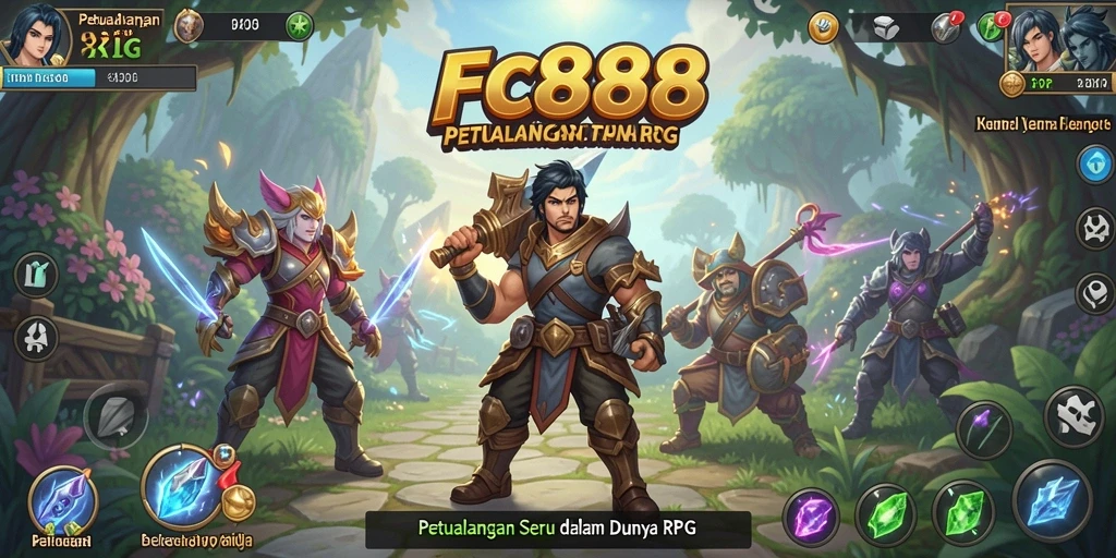 Tampilan gameplay FC888 dengan aksi seru dan karakter menakjubkan.