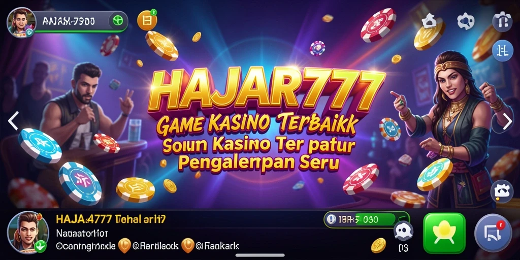 Screenshot utama HAJAR777 menampilkan gameplay Kasino yang mendebarkan.