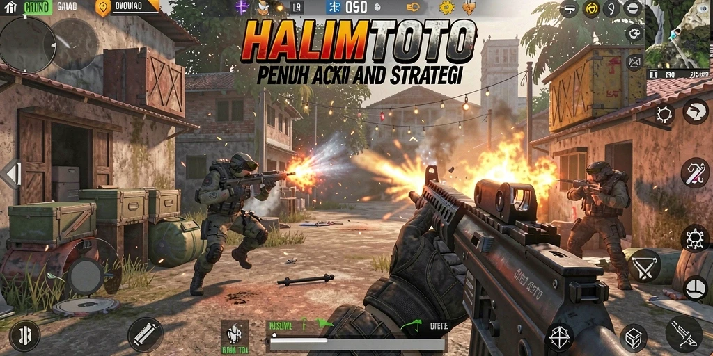 Tampilan seru HALIMTOTO dengan aksi gameplay FPS yang mendebarkan.