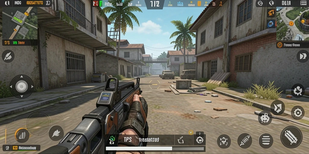 Screenshot INDOSATTOTO menampilkan aksi mendebarkan dalam game TPS.