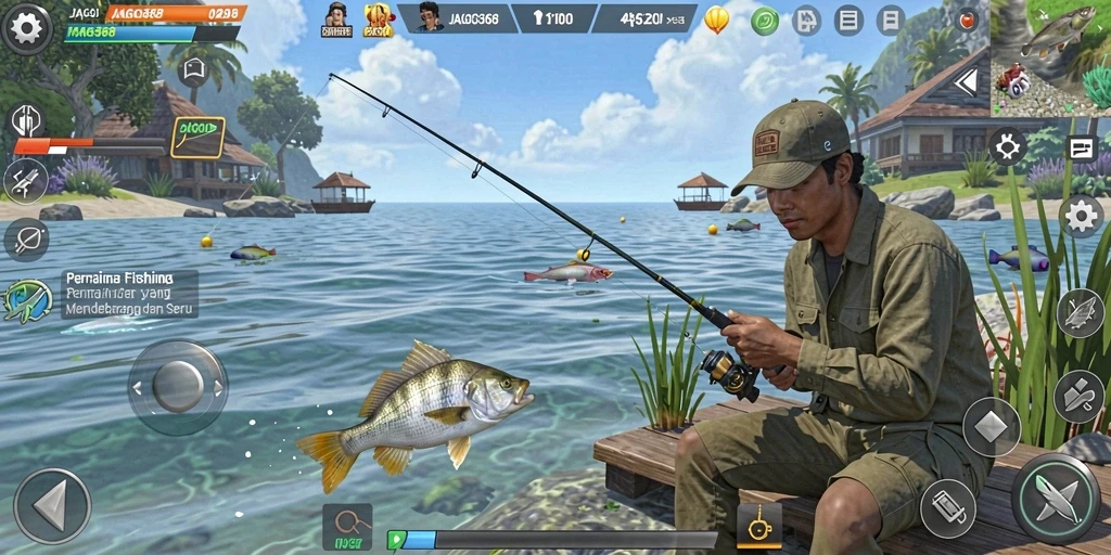 Tampilan gameplay JAGO368 yang menampilkan petualangan memancing yang mendebarkan.