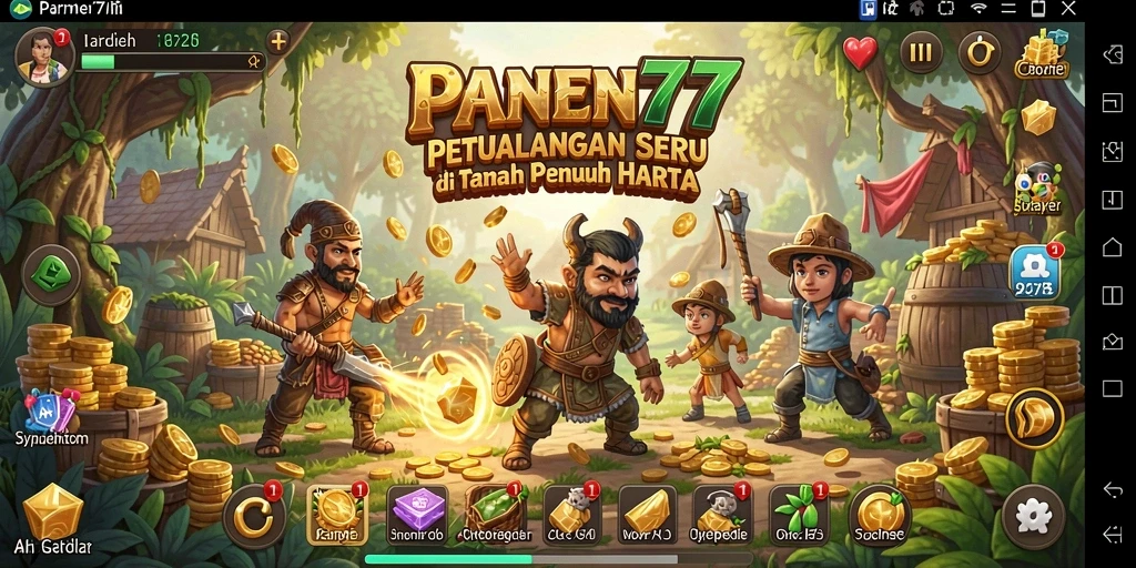 Screenshot menunjukkan aksi mendebarkan dalam gameplay PANEN77.