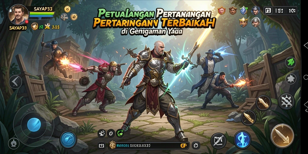 Screenshot gameplay SAYAP33 menampilkan aksi pertarungan yang seru dan dinamis.