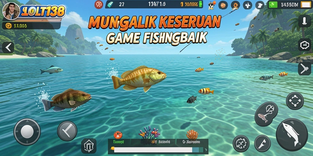Gameplay SLOT138 yang menampilkan aksi menangkap ikan di lautan.