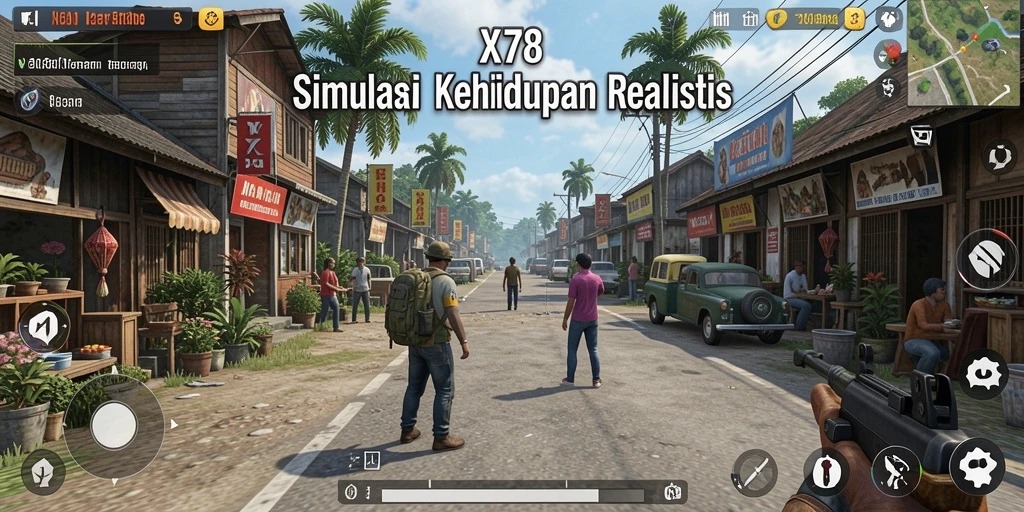 Tampilan gameplay X78 yang mendalam dengan interaksi karakter yang realistis.